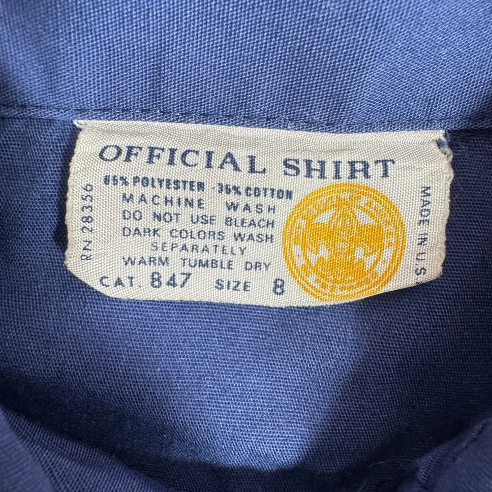 Boy Scouts of America Uniform Shirt Vintage Patches Boys Size 8 Blue Cotton GUC